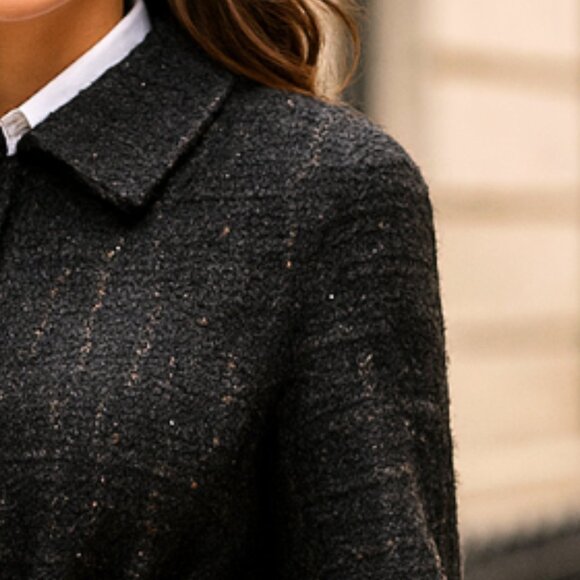 NWT Kate Spade Style Kimono Style Metallic Bouclette Tweed Belted Coat Jacket - Picture 2 of 16